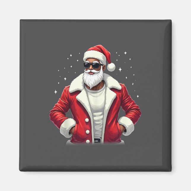 Imán Santa Navidades afroamericanos Pajama Guay Black (Frente)