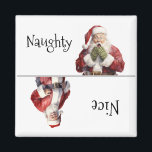 Imán Santa Navidades Naughty Nice Magnet<br><div class="desc">Este diseño se creó a través del arte digital. Puede ser personalizado en el área de proporcionar o personalizar eligiendo la opción de pulsar para personalizar y cambiando el nombre, las iniciales o las palabras. También puede cambiar el color y estilo del texto o eliminar el texto para un diseño...</div>