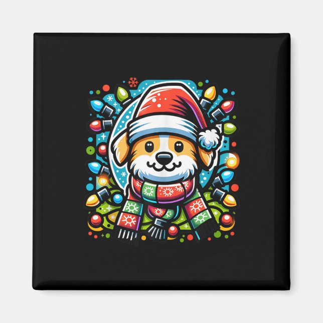 Imán Santa Paws Cute Navidades Diseño Perro para Animal (Frente)