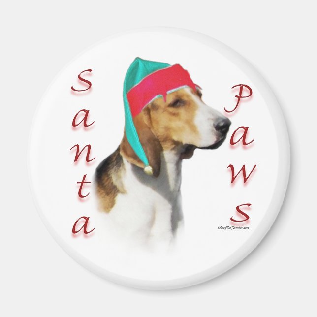 Imán Santa Paws de Foxhound inglés (Frente)
