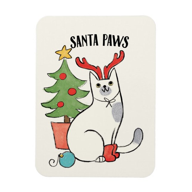 Imán Santa Paws | Gato de reno (Vertical)