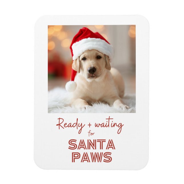 Imán Santa Paws listos y esperando - Navidades amantes  (Vertical)