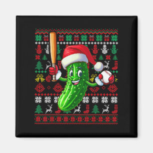 Imán Santa Pickle Jugando Béisbol Xmas Jugador Vegan Sw