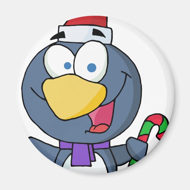 Imán Santa Pingüino con Candy Cane (Frente)