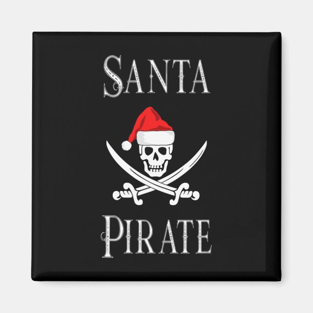 Imán Santa Pirate Skull Navidades Gorra Bote Lo (Frente)