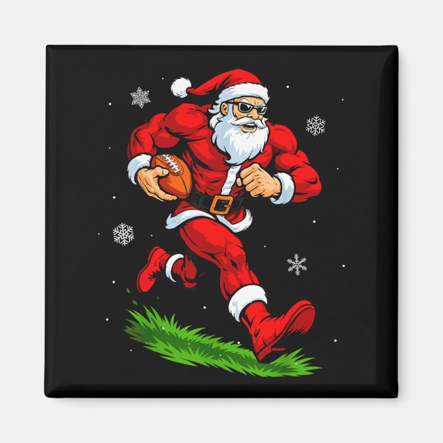 Imán Santa Playing Football Xmas Funny Christmas Footba (Frente)