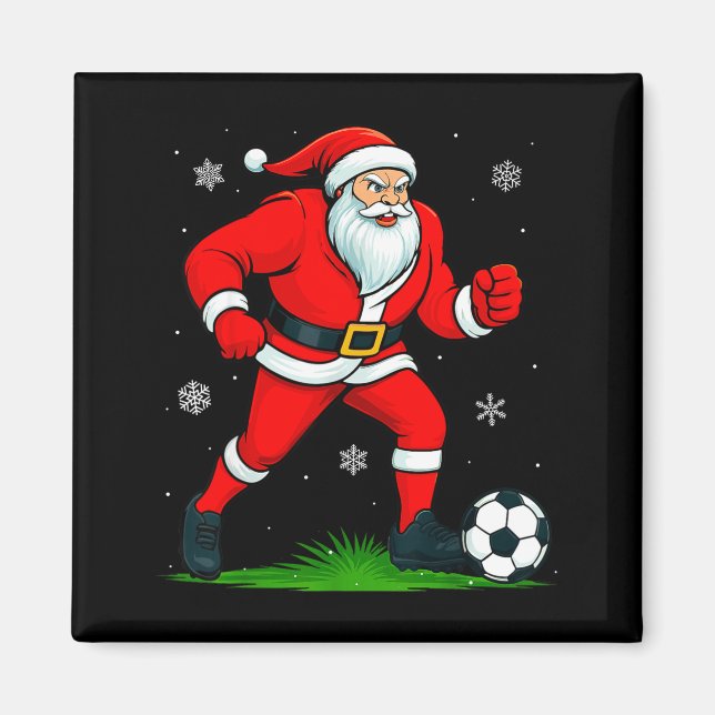 Imán Santa Playing Soccer Xmas Funny Christmas Soccer S (Frente)