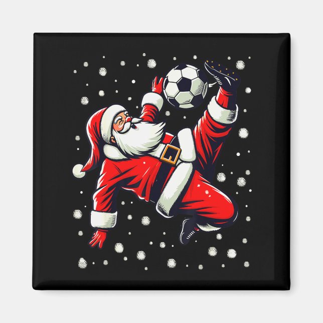 Imán Santa Plays Soccer Bicycle Kick, Christmas Women M (Frente)
