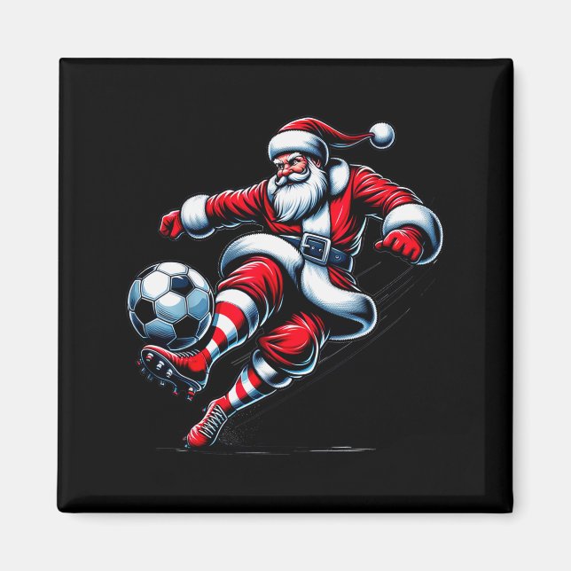 Imán Santa Plays Soccer Christmas Srts Women Men Kids  (Frente)