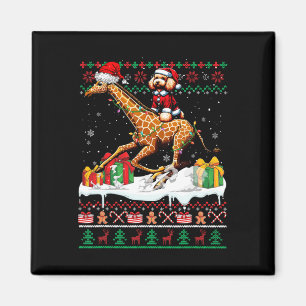 Imán Santa Poodle Riding Giraffe Navidades Sweater Love