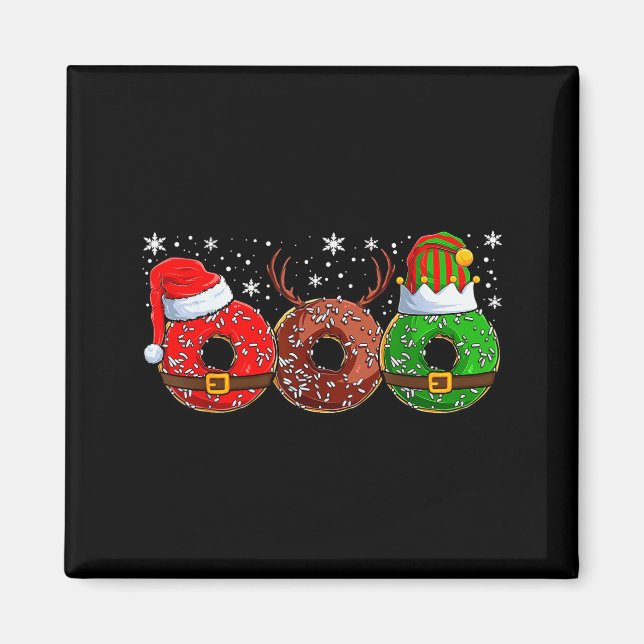 Imán Santa Reindeer Elf Donut Doughnut Christmas Womens (Frente)