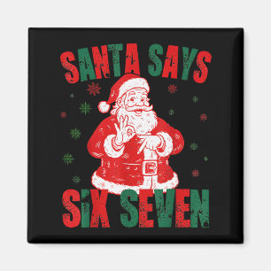 Imán Santa Retro Dice Seis Siete 67 Meme Navidad
