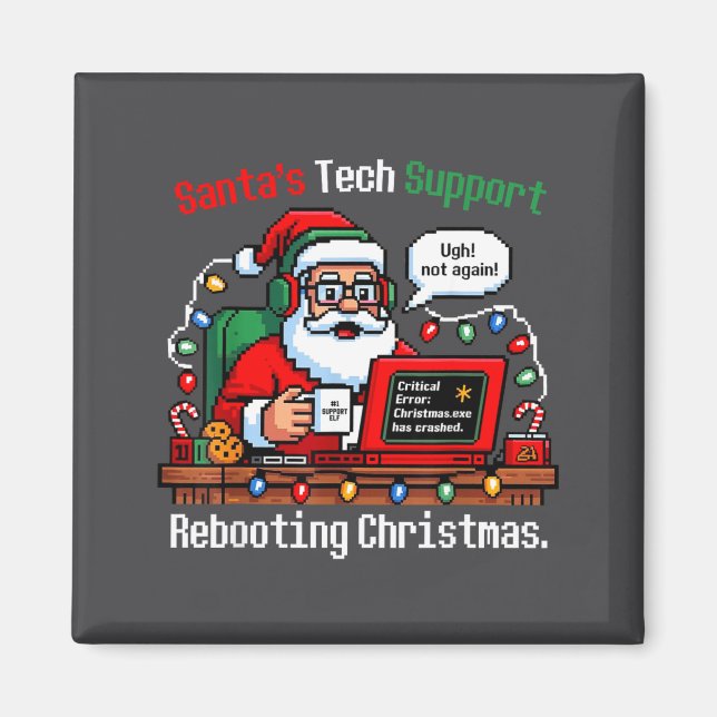 Imán Santa s Support Tech Rebooting IT Computer Meme (Frente)