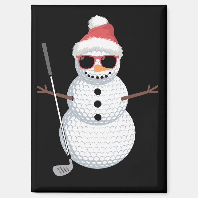 Imán Santa Snowman Golf Ball Christmas Golfer Gift  (Anverso)
