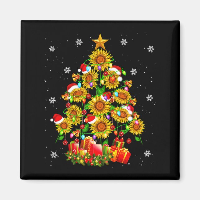 Imán Santa Sunflower Christmas Tree Xmas Lights Santa S (Frente)