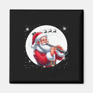 Imán Santa tocando clarinete traje de luna de Navidad I
