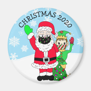 Imán Santa y Elf del Polo Norte en Facemask 2020 Keepsa