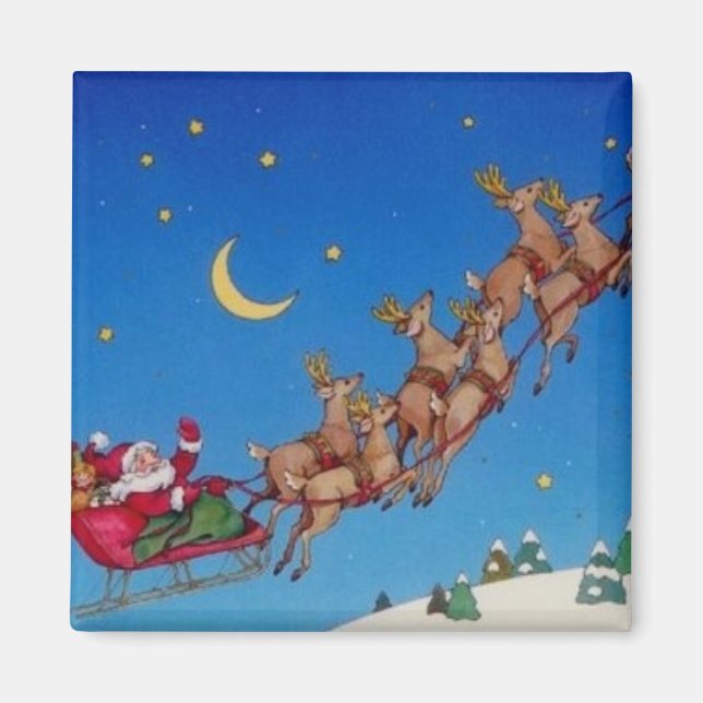 Imán Santa y Reindeer Magnet (Frente)