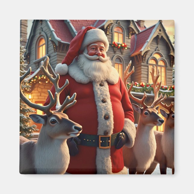 Imán Santa y Reindeer Magnet (Frente)