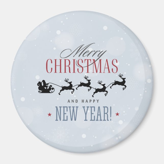 Imán Santa y sus Navidades de Silhouette de renos volad (Frente)