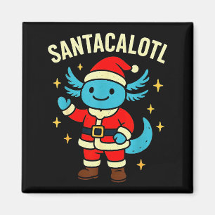 Imán Santacalotl Santa Claus Ajolote Azul Lindo Año Nue