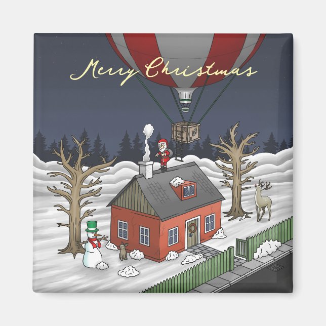 Imán Santa's Fancy Hot Air Balloon (Frente)