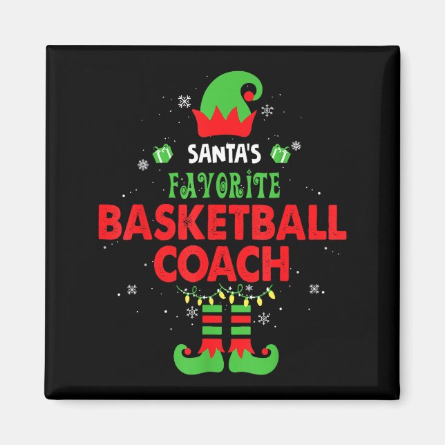 Imán Santa's Favorite Basketball Coach Funny Elf Family (Frente)