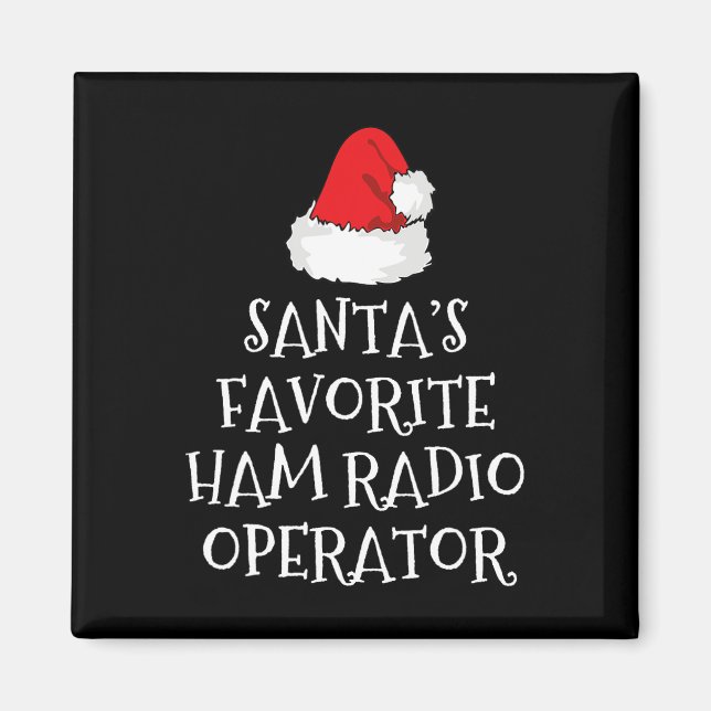 Imán Santa's Favorite Ham Radio Operator Christmas Hat  (Frente)