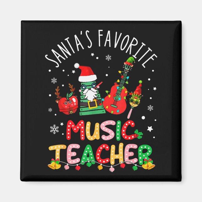 Imán Santa's Favorite Music Teacher Christmas Santa Hat (Frente)