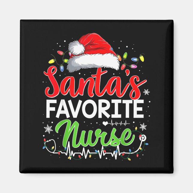 Imán Santa's Favorite Nurse Funny Christmas Nurse Xmas  (Frente)