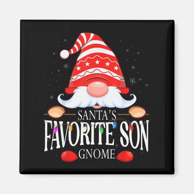 Imán Santa's Favorite Son Gnome Matching Christmas Paja (Frente)