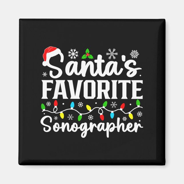 Imán Santa's Favorite Sonographer Funny Christmas Famil (Frente)