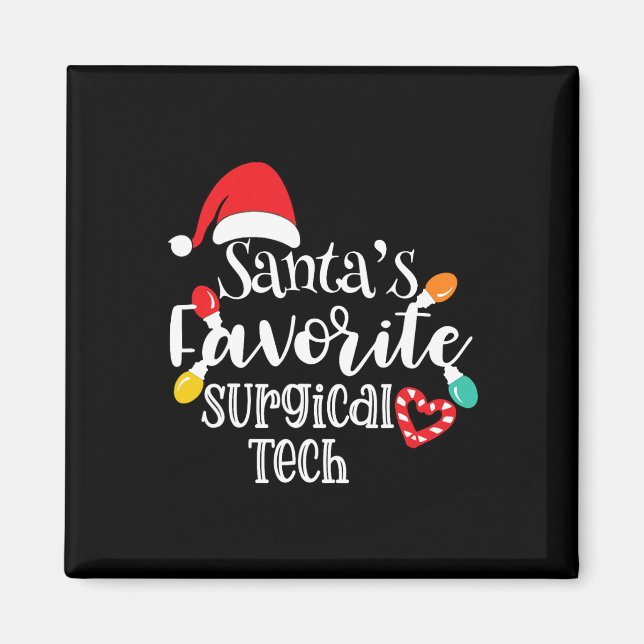Imán Santa's Favorite Surgical Tech Christmas Lights Sa (Frente)