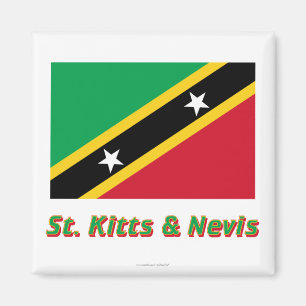 Imán Santo San Cristobal y bandera de Nevis con nombre
