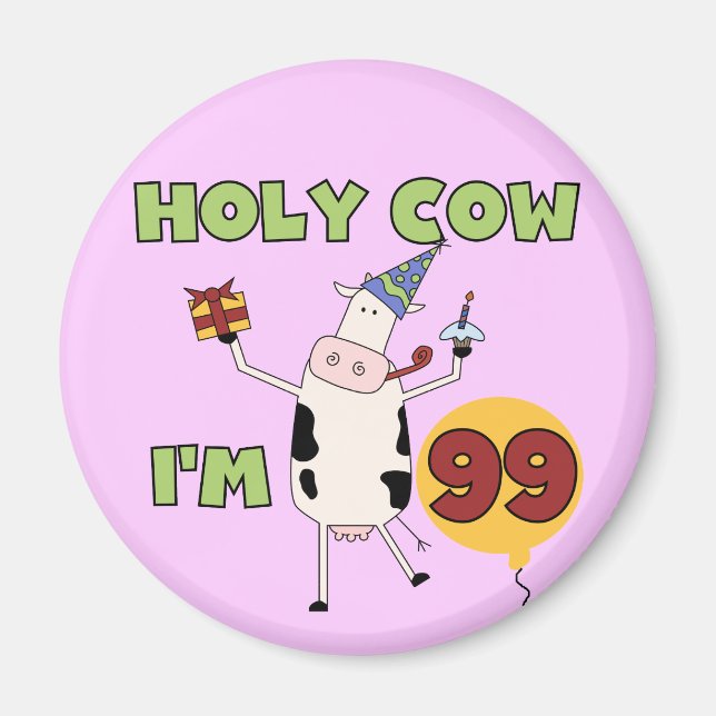 Imán Santo Vaca Tengo 99 Camisas de Cumpleaños y Regalo (Frente)