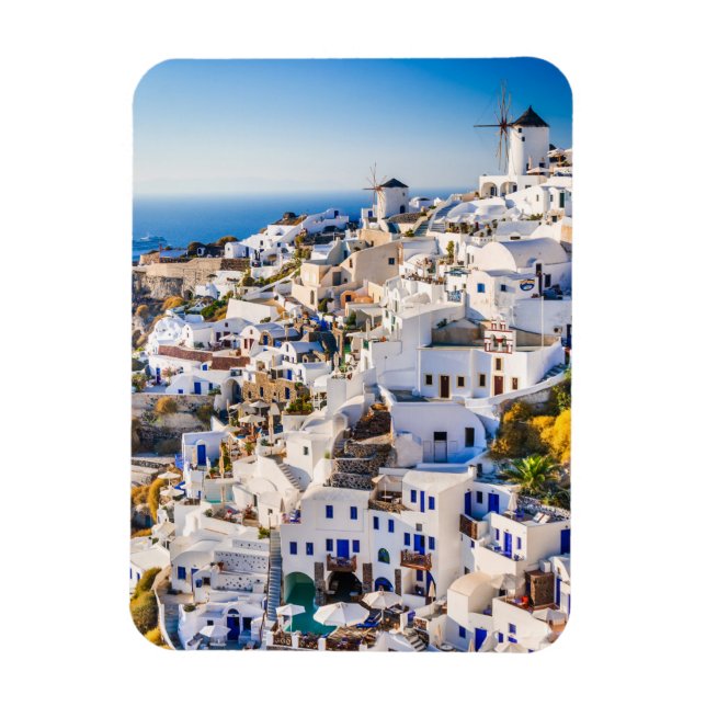 Imán Santorini con un beso de sol (Vertical)