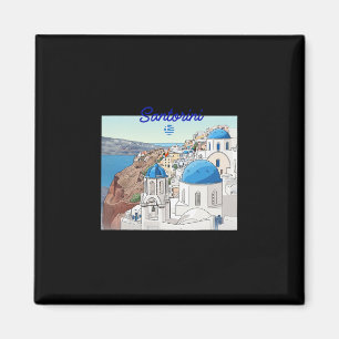 Imán Santorini Grecia Bandera Griega Arte de Vacaciones