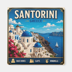 Imán 🏝️ Santorini Grecia Isla Regalo Recuerdo de Viaje