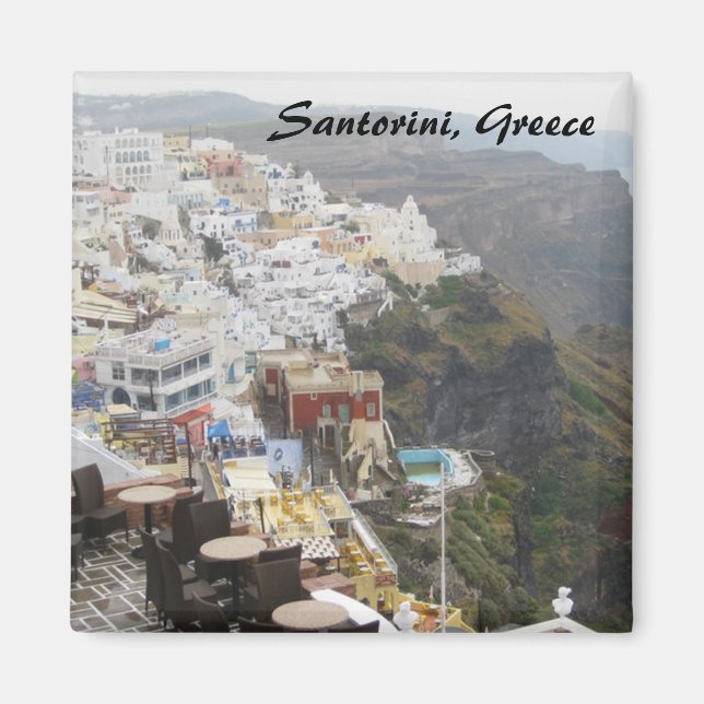 Imán Santorini, Grecia Square Magnet (Frente)