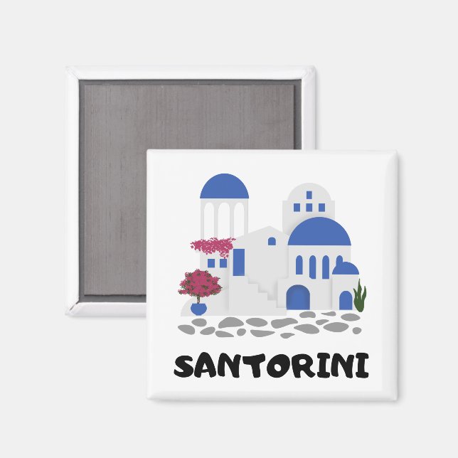 Imán Santorini Grecia Viaje Vintage (Anverso/Reverso)