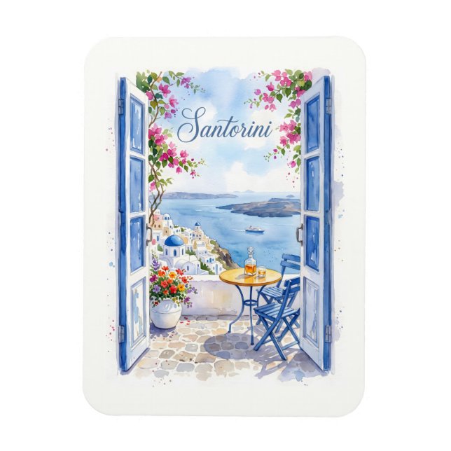 Imán Santorini Grecia Viajes Antiguos (Vertical)