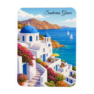 Imán Santorini Grecia Vintage Europa Vacaciones Viajes
