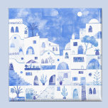 Imán Santorini Grecia Watercolor Art Azul y Blanco<br><div class="desc">Un cuadro de la ciudad acuarela de la hermosa isla griega de Santorini. Arte original de Nic Squirrell.</div>