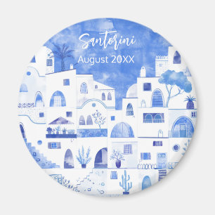 Imán Santorini Greece Watercolor Keepsake