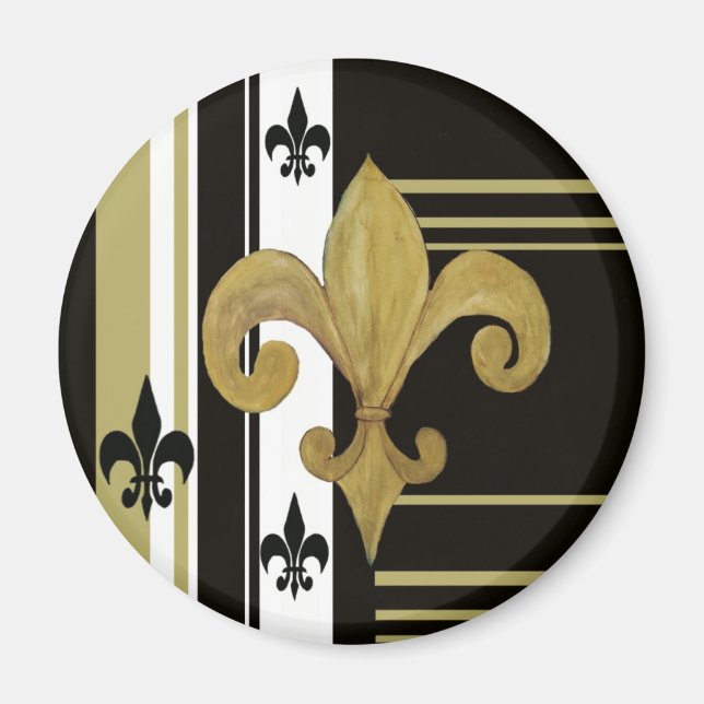 Imán Santos Fleur de lis negro y dorado (Frente)