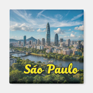 Imán São Paulo Brasil Ciudad Viaje Recuerdo Impresión p