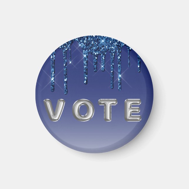 Imán Sapphire Blue Glitter Drip (Frente)