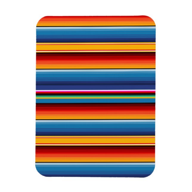 Imán Sarape rojo mexicano de oro azul (Vertical)