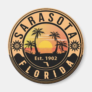 Imán Sarasota Florida Tropical Retro Sunset Souvenirs