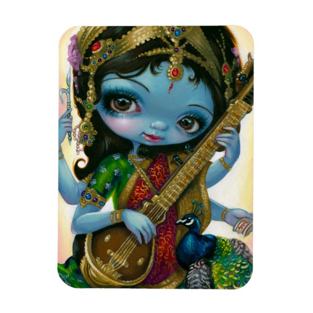 Imán "Saraswati Jugando Veena" Flex Magnet (Vertical)